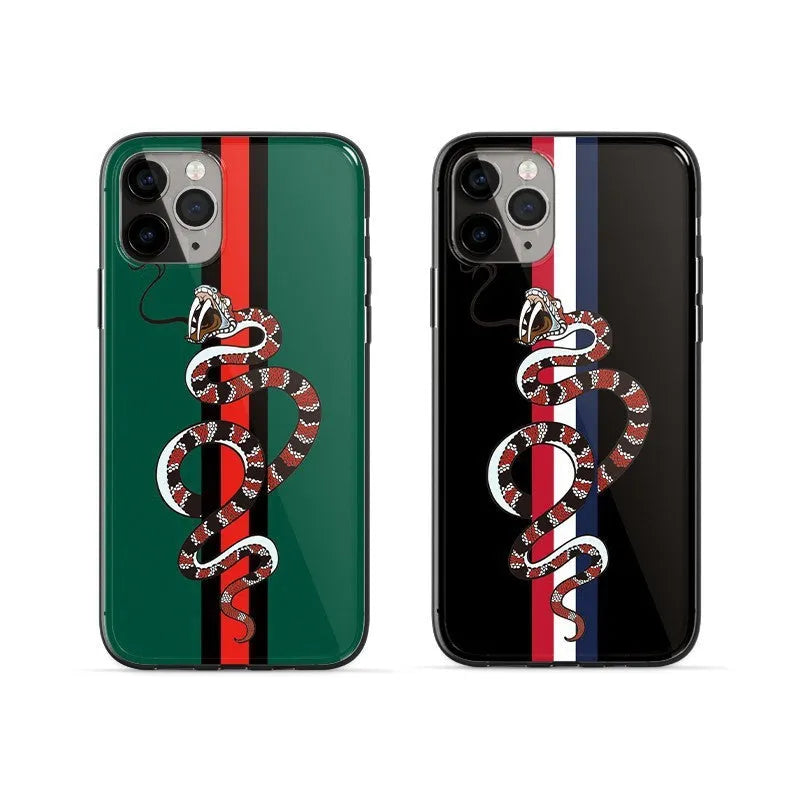 Black frosted silicone iPhone case featuring a cartoon snake design on the back.