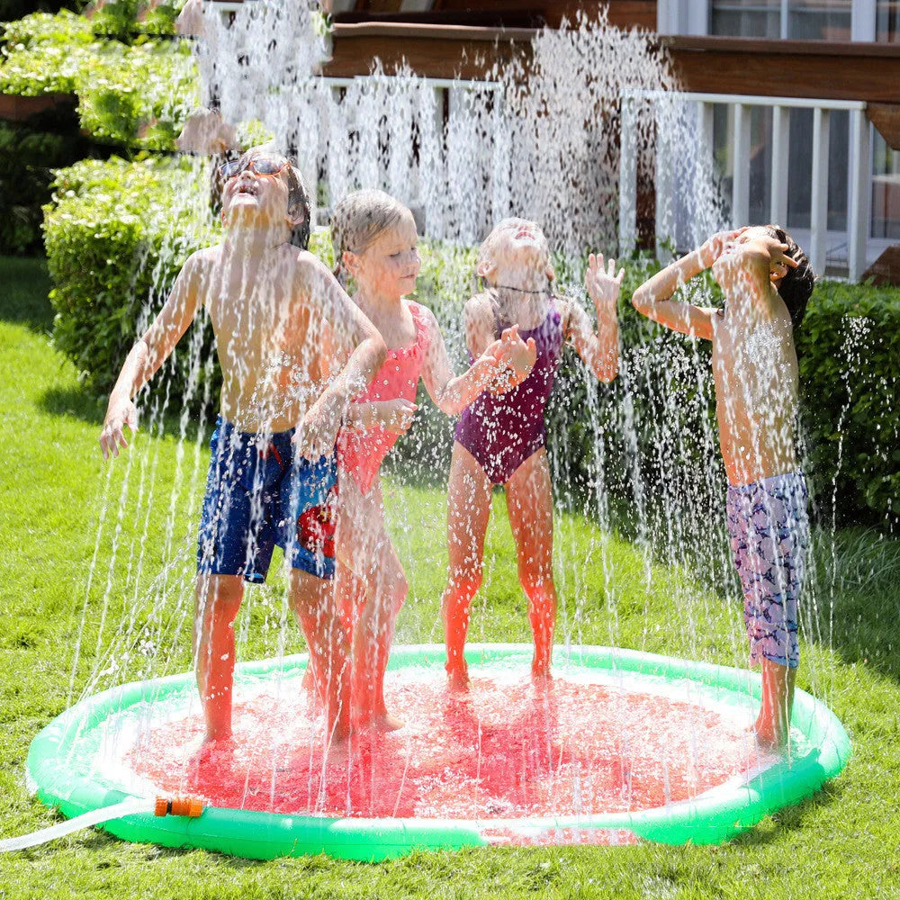 Children's water spray mat, approximately 170 × 170cm, environmentally friendly PVC, watermelon, strawberry or donut print