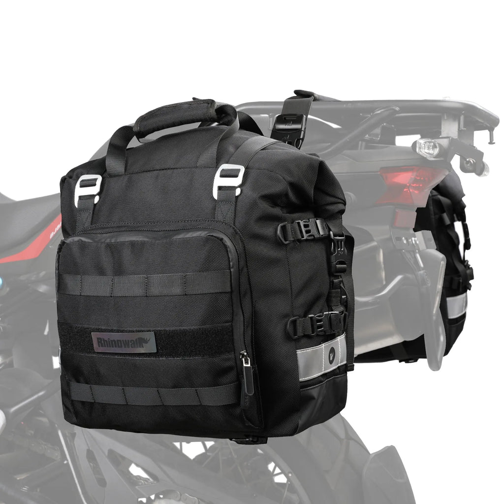 20 litre quick release motorcycle side bag in black or army green colour