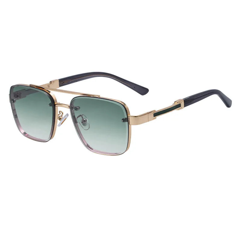 Men's vintage sunglasses with UV400 protection in gold double grey colour with PC frames