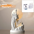 White composite gypsum desk lamp with wire control switch on plain background