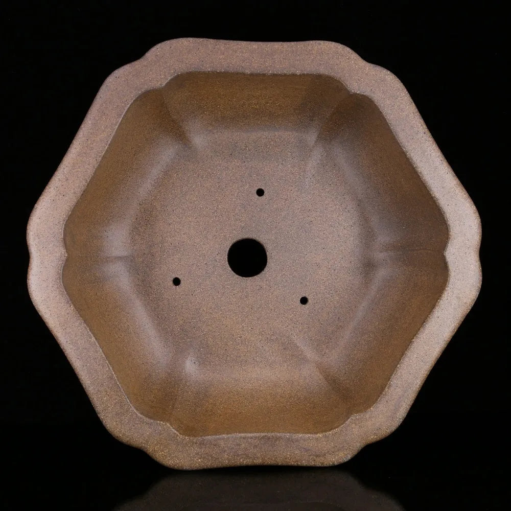 Handmade purple sand flower pot with six-sided design in large hexagonal or begonia basin style