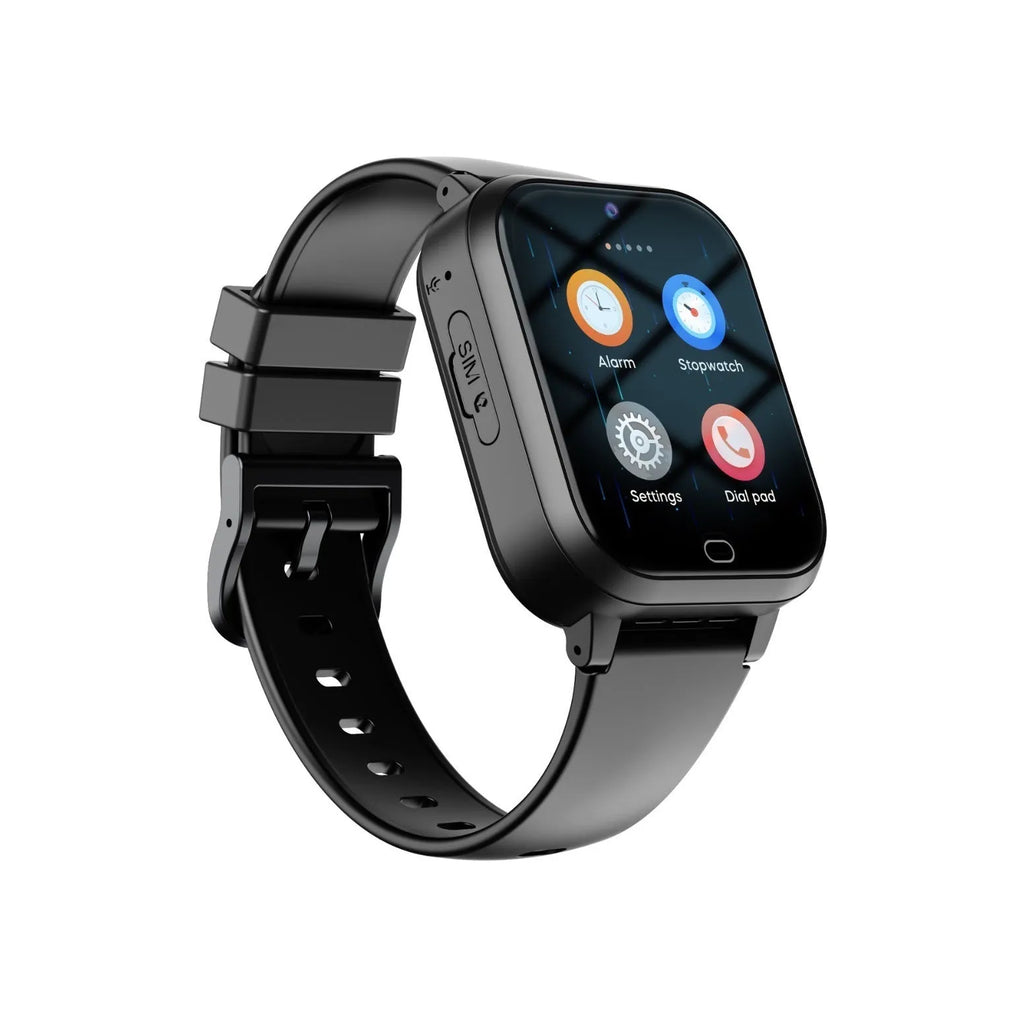 Child smart watch with 1.83-inch screen in black, blue, and pink colours showing video call function