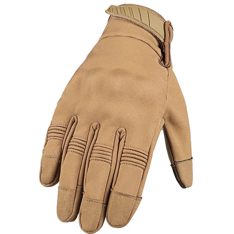 Outdoor multifunctional tactical gloves in A24 Black with touch screen fingertips from front view