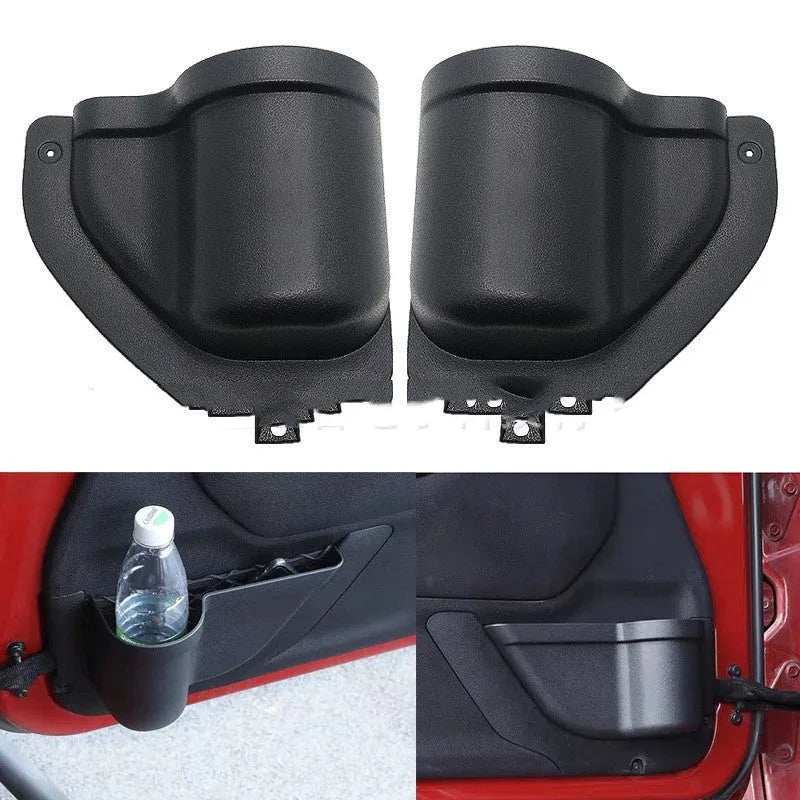 Black ABS plastic door storage box organiser for Jeep Wrangler JK and JL models