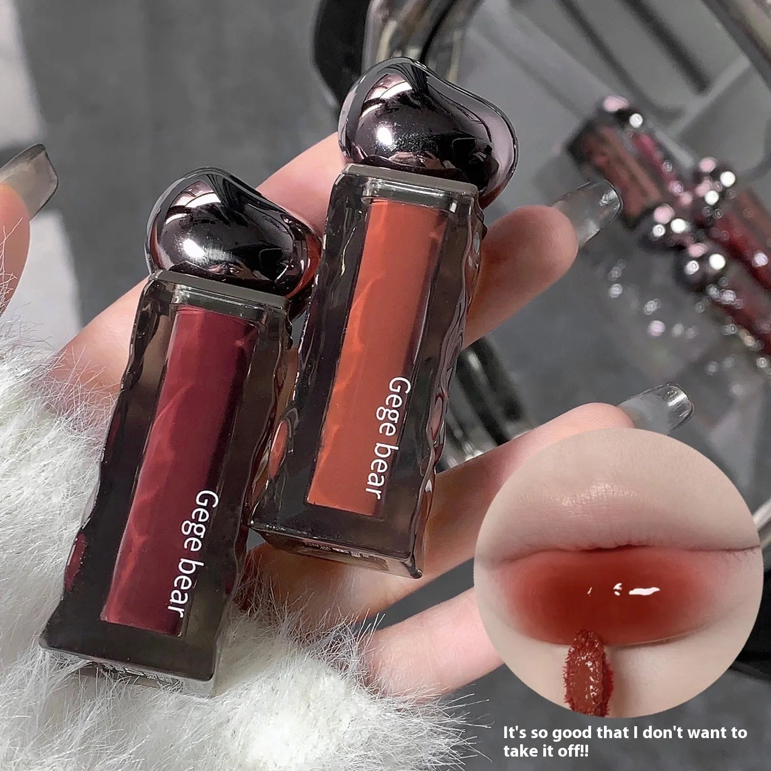 Glacier Lava Lip Lacquer in water-light mirror formula with seven shade options 01-07