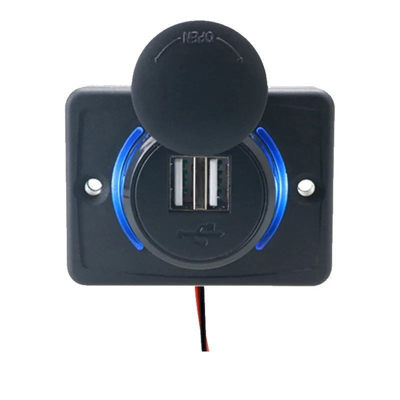 Black 12V dual USB car charger with 3.1A output for vehicle installation