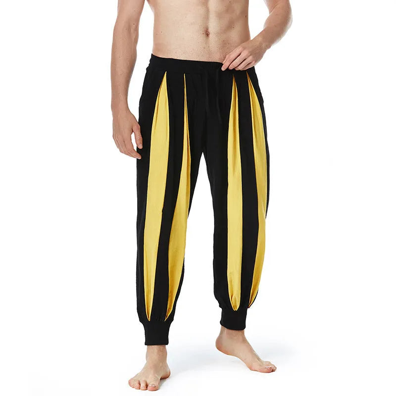 Men's straight-fit casual trousers in red, khaki, yellow, and brown colours for spring wear