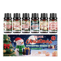 Set of six Christmas aromatherapy oil bottles, each containing 60ml of festive scented oil.
