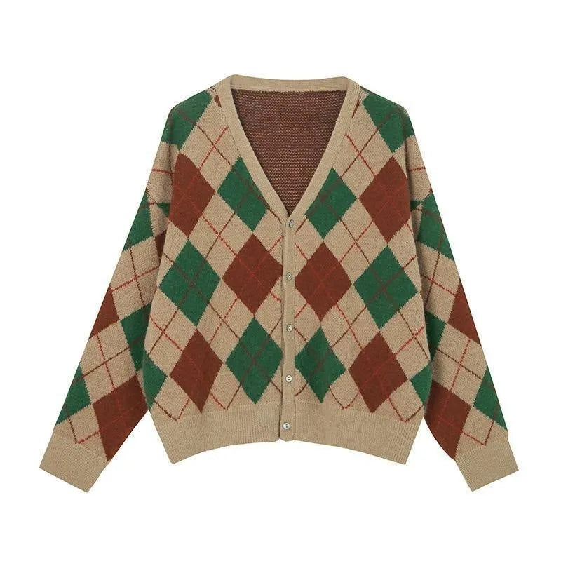 Casual acrylic knitted cardigan in macaron colours with regular sleeves