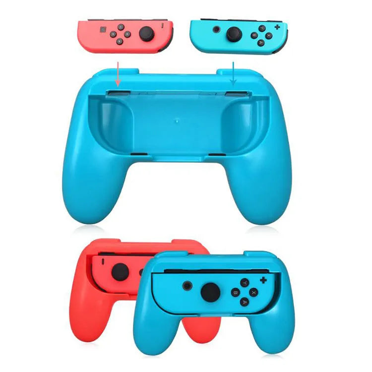 ABS plastic handle grip cover for Nintendo Switch Joycon controllers in Black and Red Blue colours.