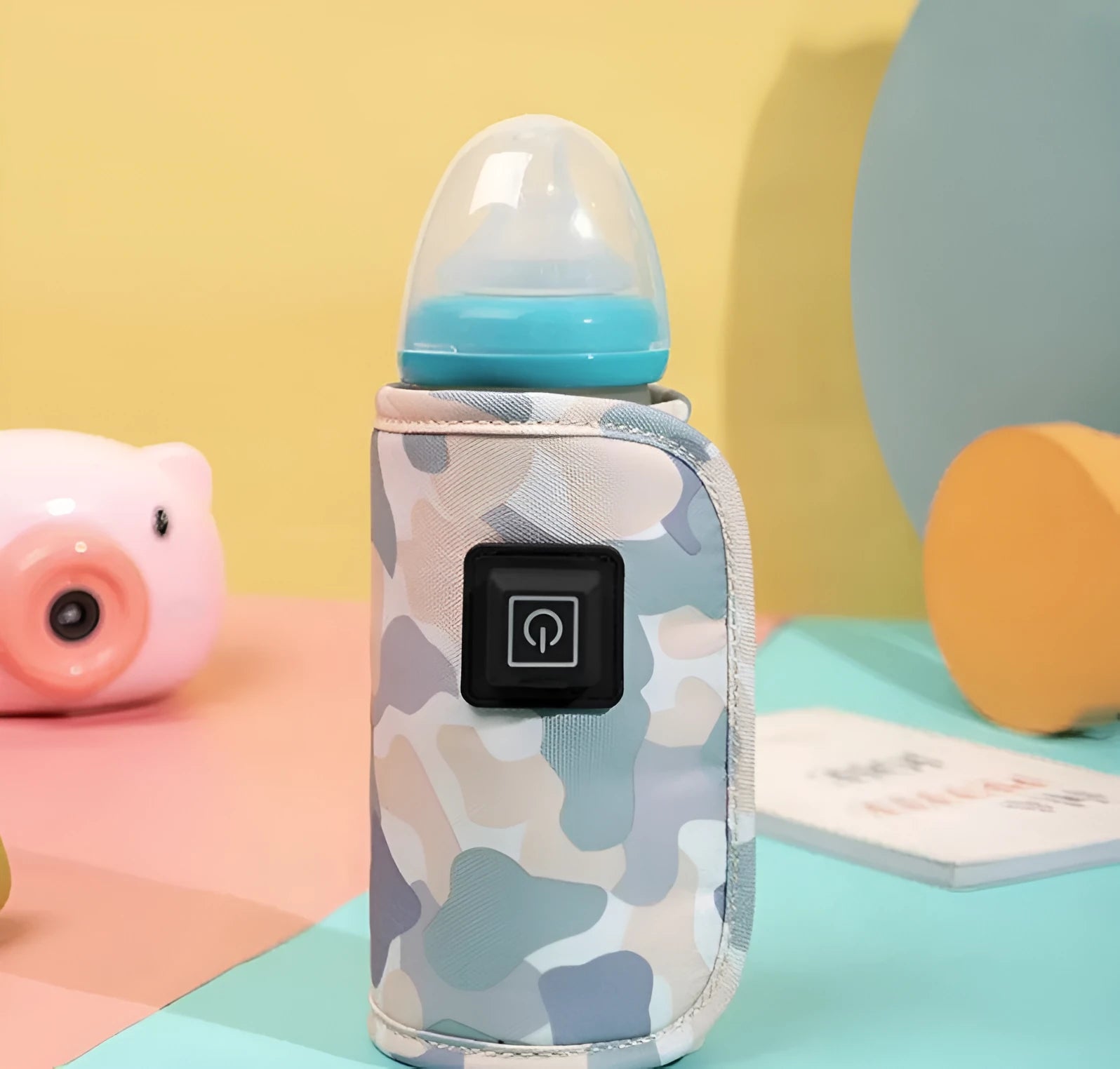 Portable cloth bottle warmer sleeve with silicone alloy heating wire for kids, camouflage pattern, 55-75mm inner diameter
