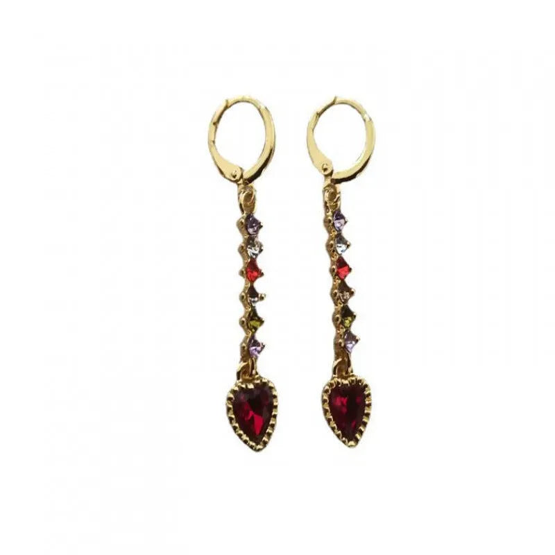 Heart-shaped women's earrings with electroplated gold finish on alloy base
