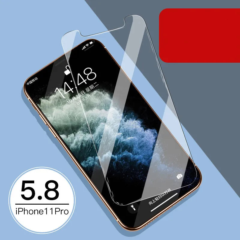 Tempered glass screen and rear protector for Apple iPhone models.