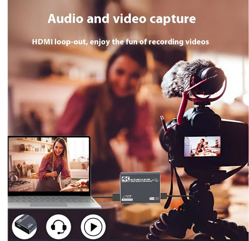 Black 4K gaming set-top box with MS2131 chip for HD audio recording and 1080 output