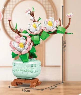 Fortune decoration building blocks toy plum ornaments, small plastic particles, colour box