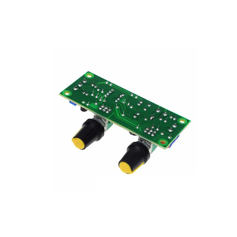 Single power supply 10-24V front stage audio board with bass boost, FR-4 PCB measuring 78x32mm