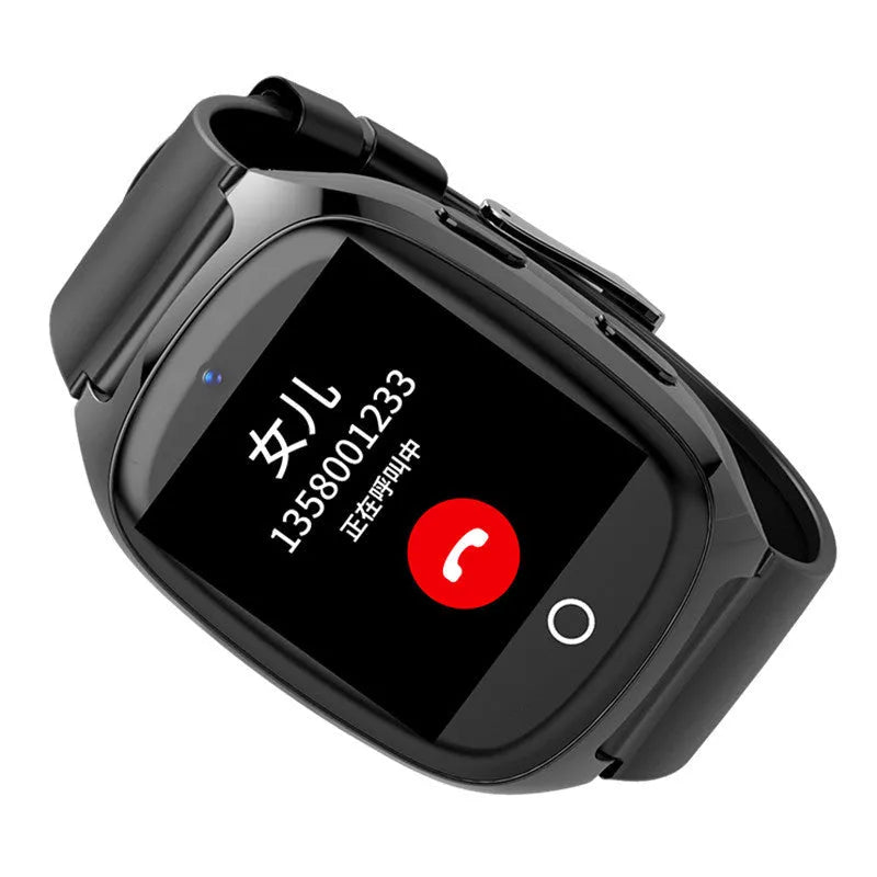 Black GPS tracker smartwatch with 1.54-inch touch screen showing health monitoring interface