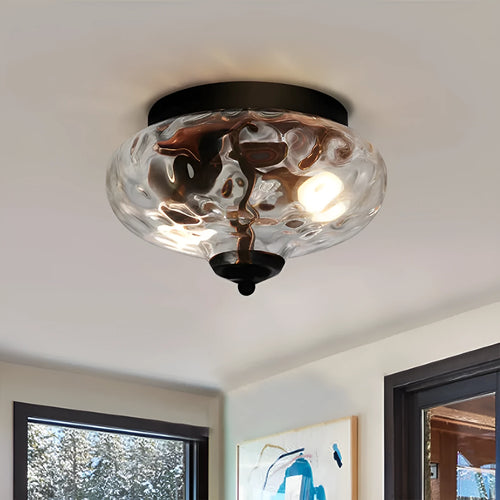 Modern minimalist embedded glass ceiling lamp with antique colour light for living room or bedroom