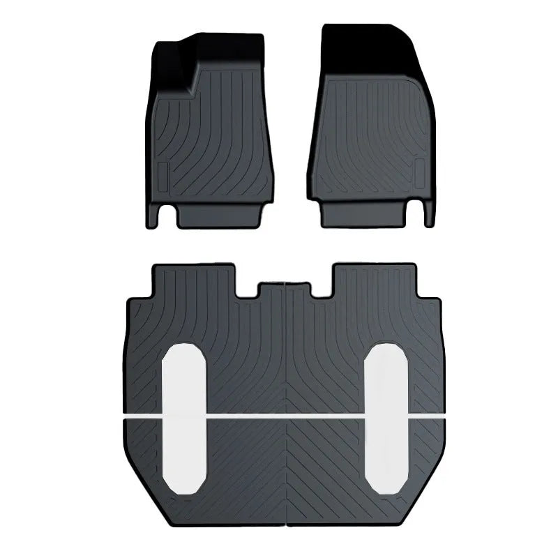 Rubber and TPE floor mats designed for Tesla Model 3, Model Y, Model X, and Model S vehicles