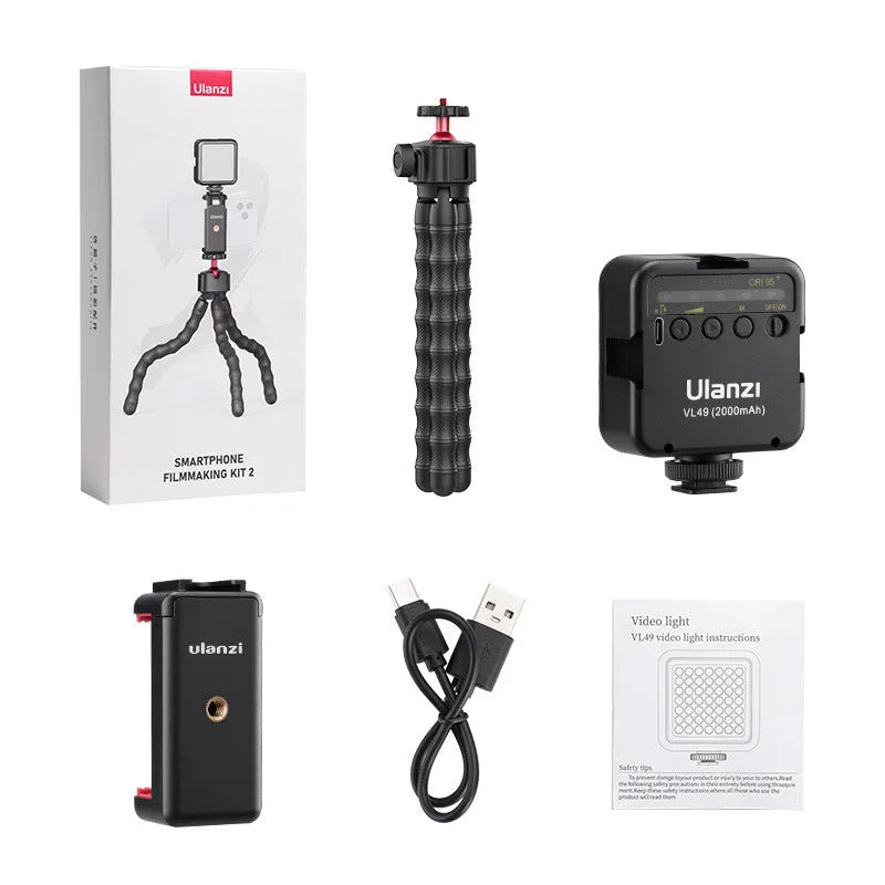 Multifunctional vlogging tripod kit from a photography suite with colour selection options.