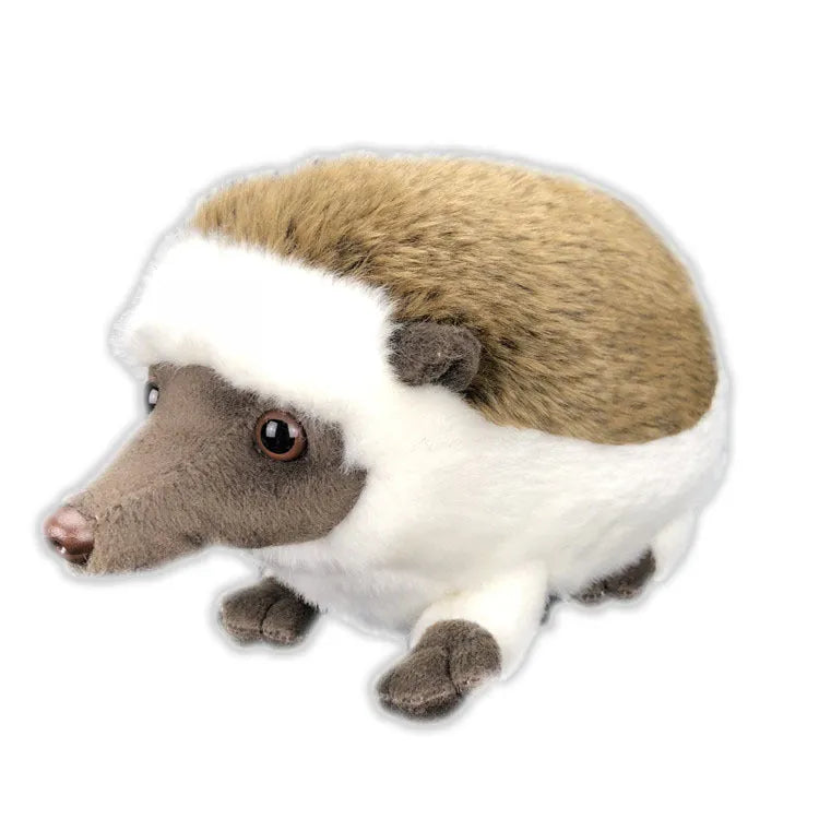 Brown simulation animal plush hedgehog toy 24cm tall on white background