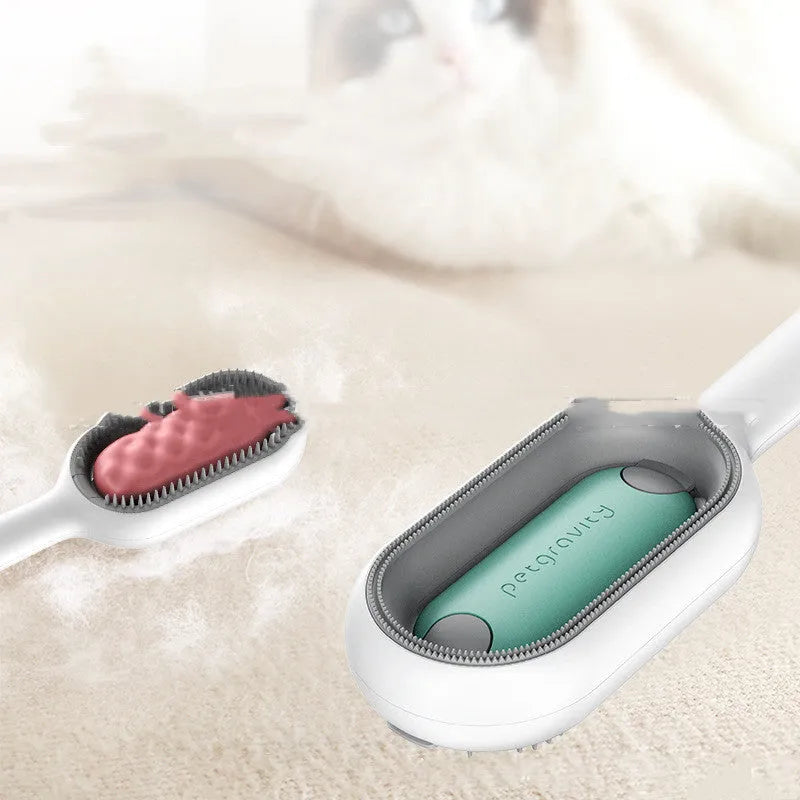 Green plastic pet hair removal comb with disposable adhesive wipes for cats and dogs