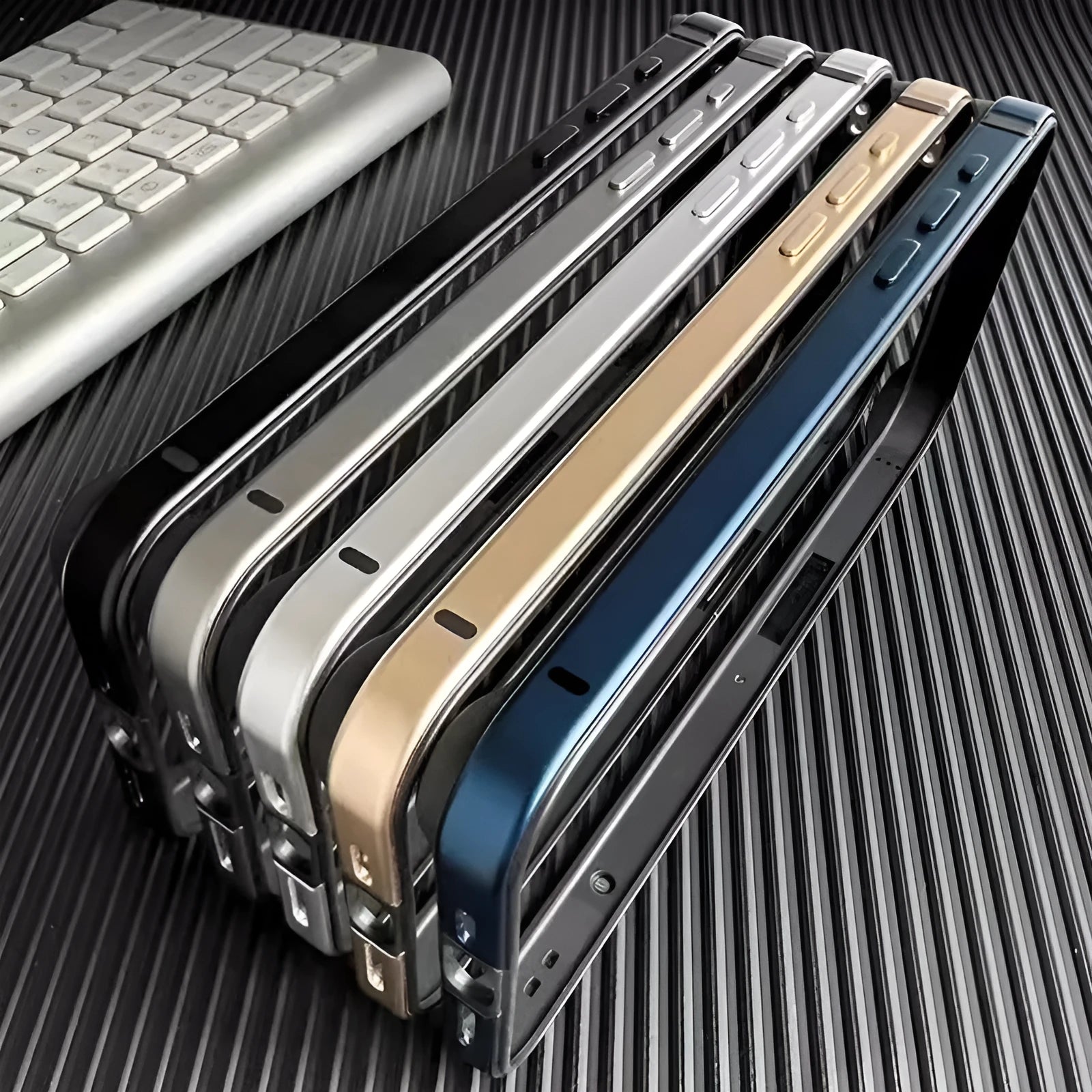 Metal phone case for iPhone 15 Pro Max in black with ultra-thin border frame