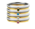 December birthstone geometric titanium steel ring with engraved details and gold accents