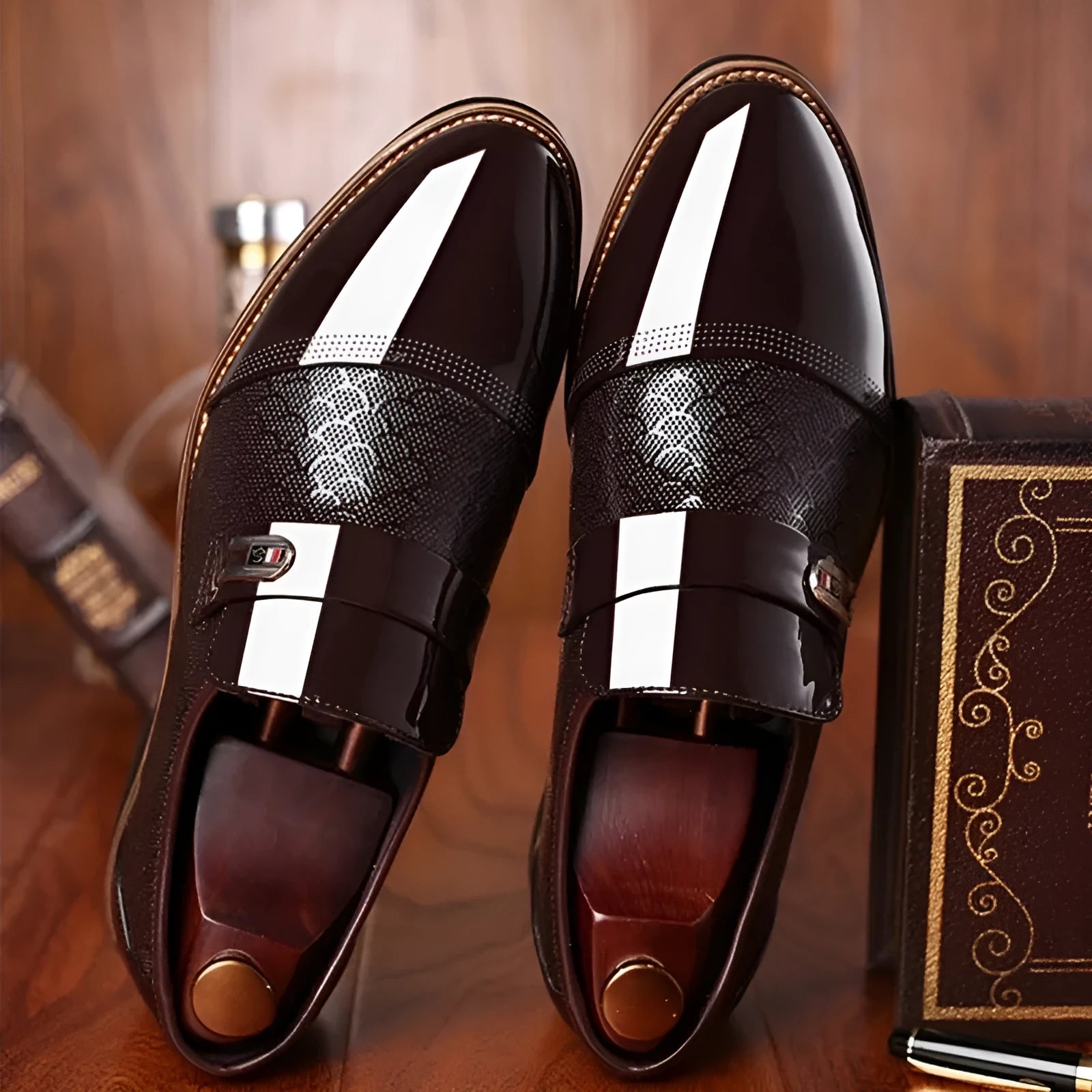 Big Code men's office shoes in black with high upper and hollow design, sizes 38-48