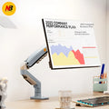 Grey aluminium alloy computer monitor bracket robotic arm F80-XV on a desk