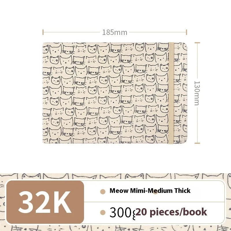 Feiluniao handmade fabric watercolour notebook with cotton paper, 185mm long, shown in a cover design option.