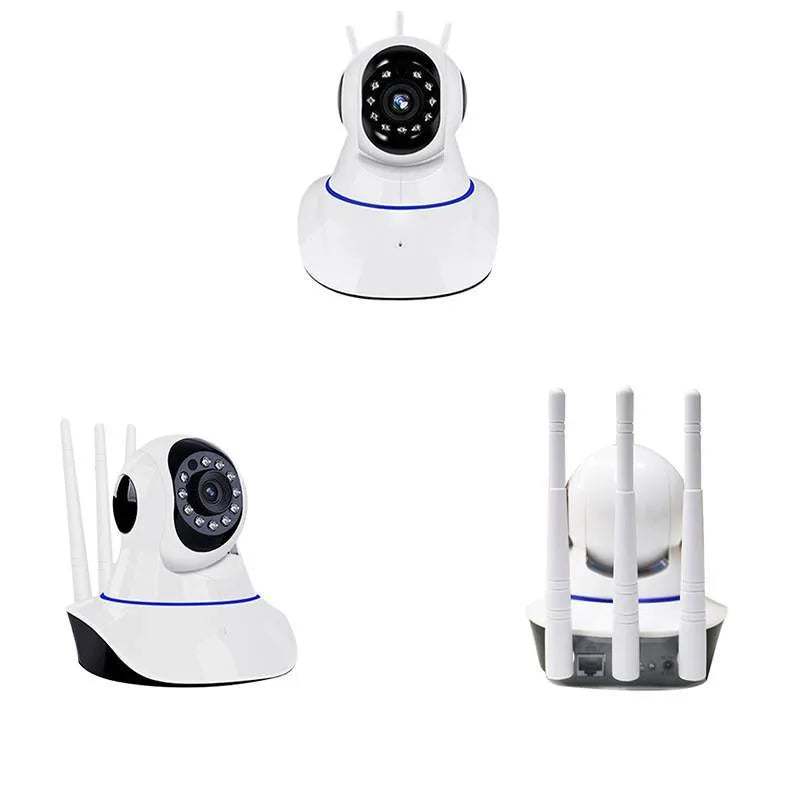 White wireless dome security camera on a stand with a 3.6mm lens.