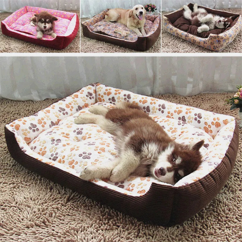 Camel coloured orthopaedic dog bed with 15cm plush foam cushion for small dogs in L size