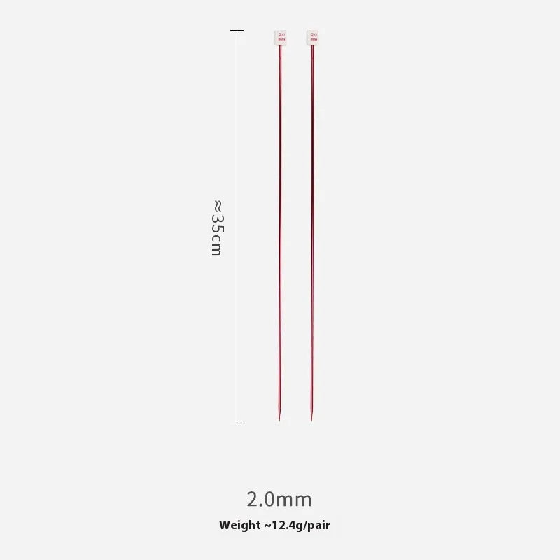 Lengthened crochet hook set showing multiple sizes from 2.0mm to 10.0mm, each with a protective cap.