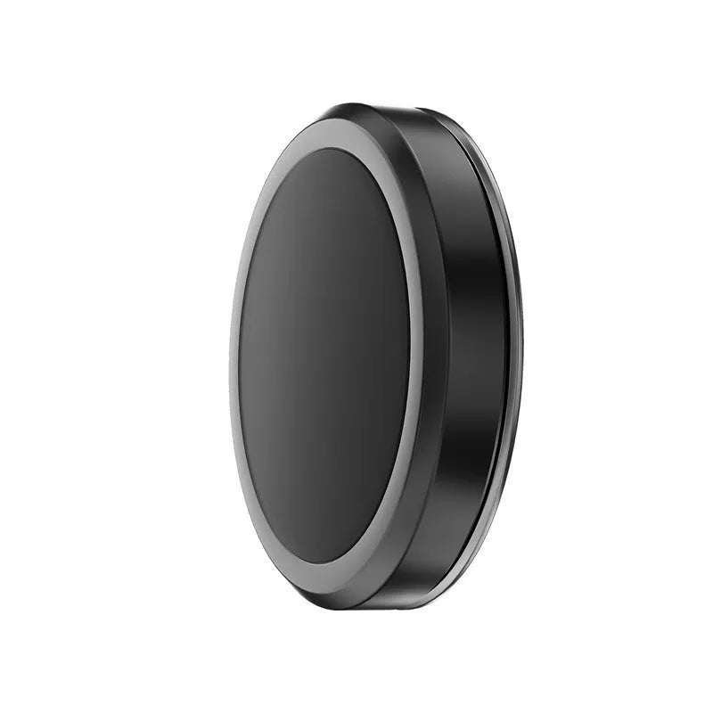 Obsidian black alloy magnetic mobile phone holder with centripetal force design and included magnetic discs.