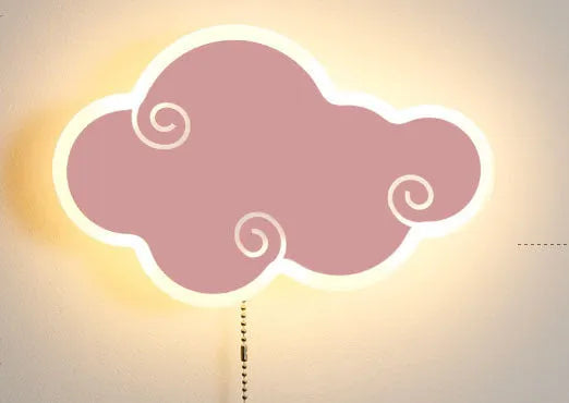 Modern cloud-shaped children's wall lamp with acrylic cover showing three-colour light options