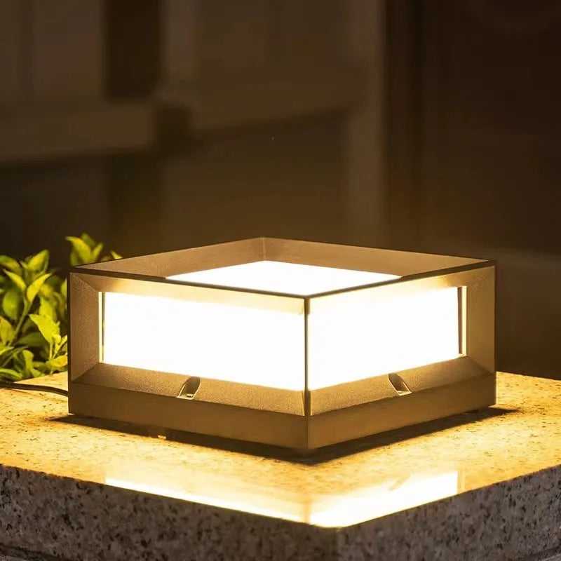 Aluminium outdoor solar LED column light with IP54 waterproof rating shown in two size options