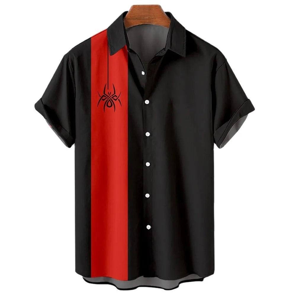 Men's stripe pattern Hawaiian shirt with short sleeves and button front in various colours