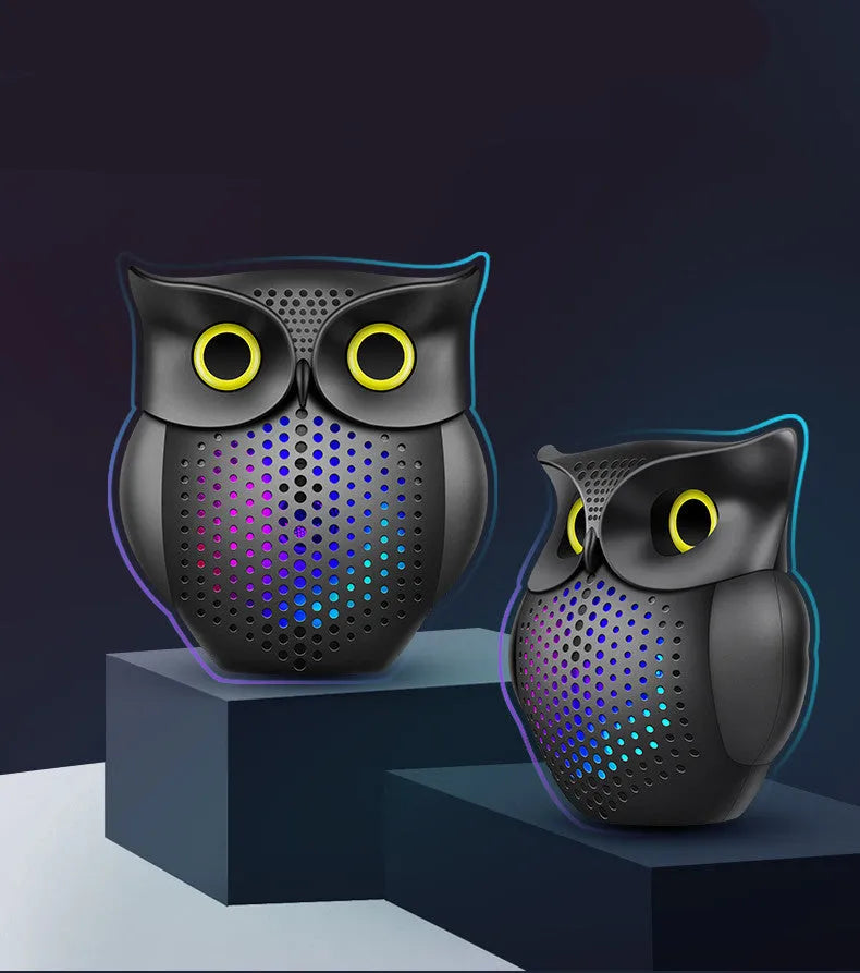 Black cartoon owl wireless Bluetooth speaker with USB cable