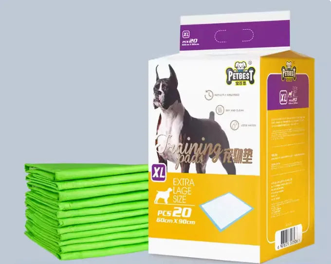 Pack of thickened adhesive dog urine pads showing bamboo charcoal deodorising variant in L size 60x60cm