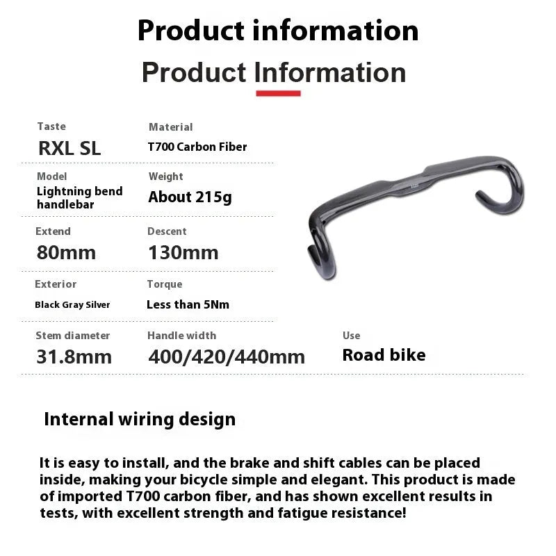 Carbon fibre road bicycle drop handlebar showing UD weave in black, grey, and silver.