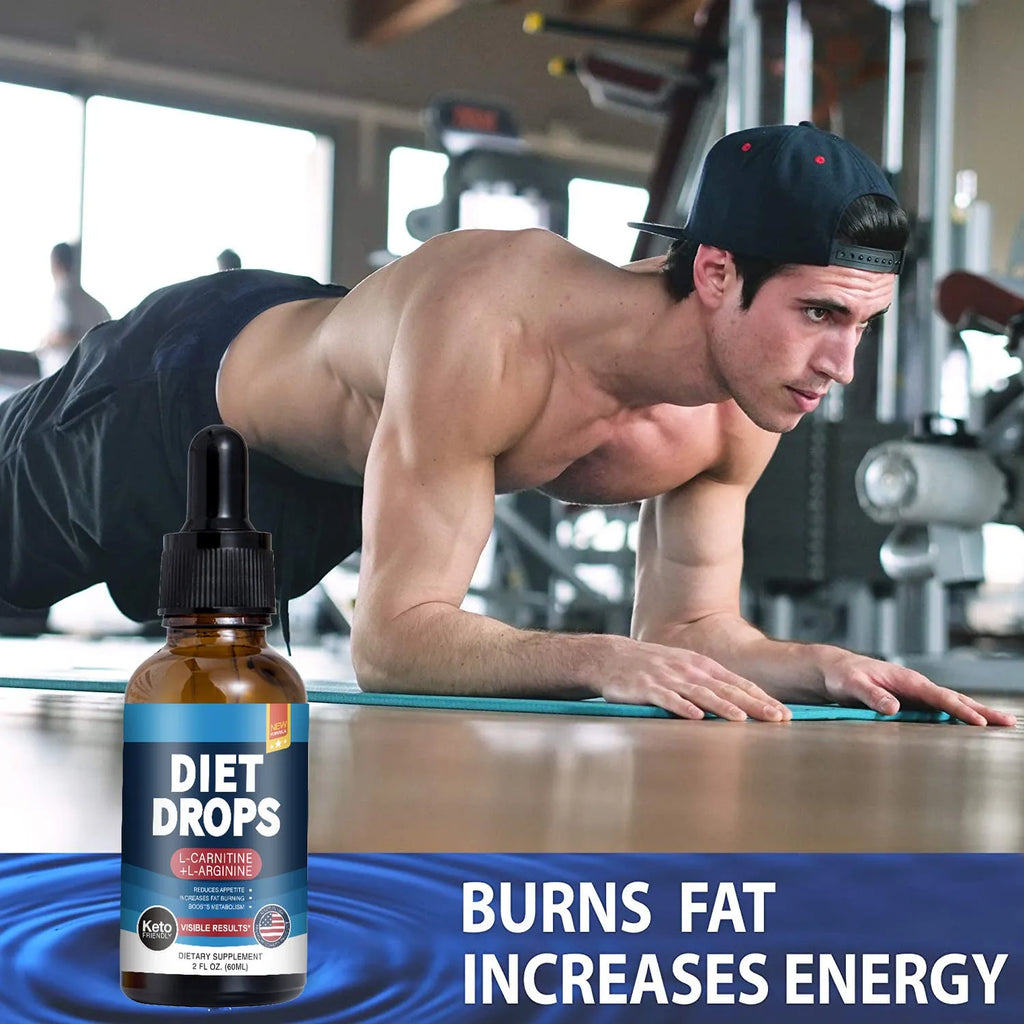 60ml bottle of ketone drops, a liquid dietary supplement.