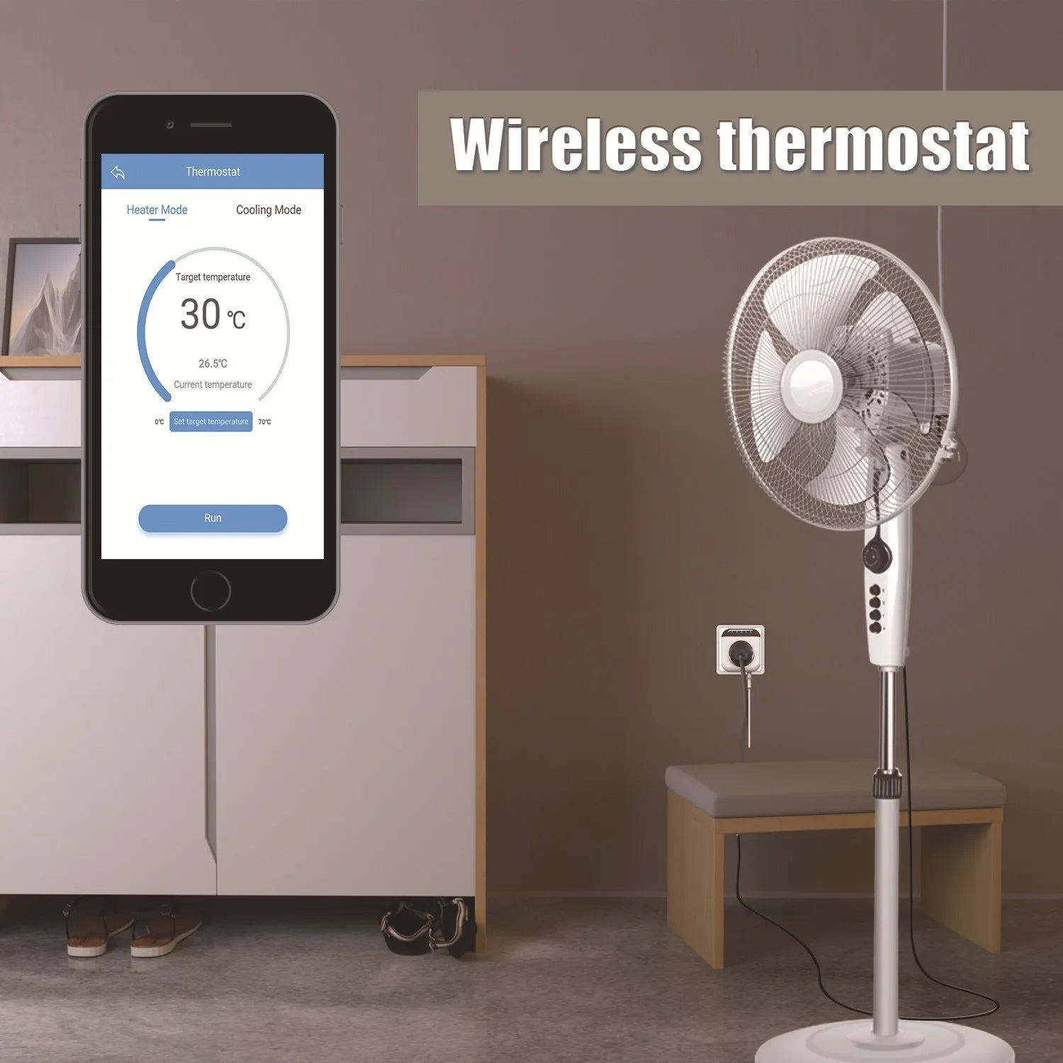 White Tuya WiFi smart socket with temperature sensor and US 3-pin plug