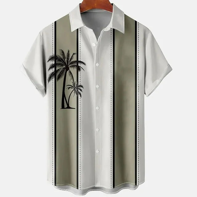 Men's slim fit floral print beach shirt in polyester with 3D digital printing detail