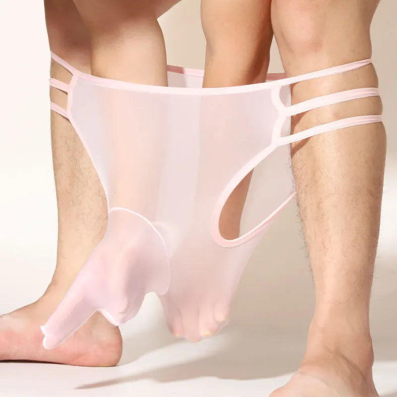 Men's transparent elephant nose shorts in nylon fabric with mid waist design