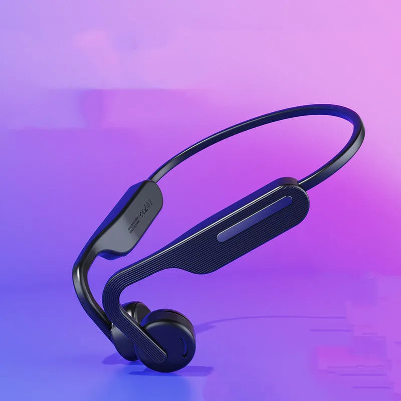 Black waterproof wireless in-ear Bluetooth headphones with private mold fit and battery display.