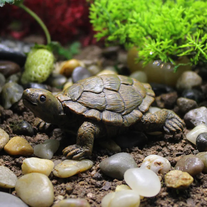 Handcrafted resin simulation turtle ornament for micro landscape and terrarium decoration.