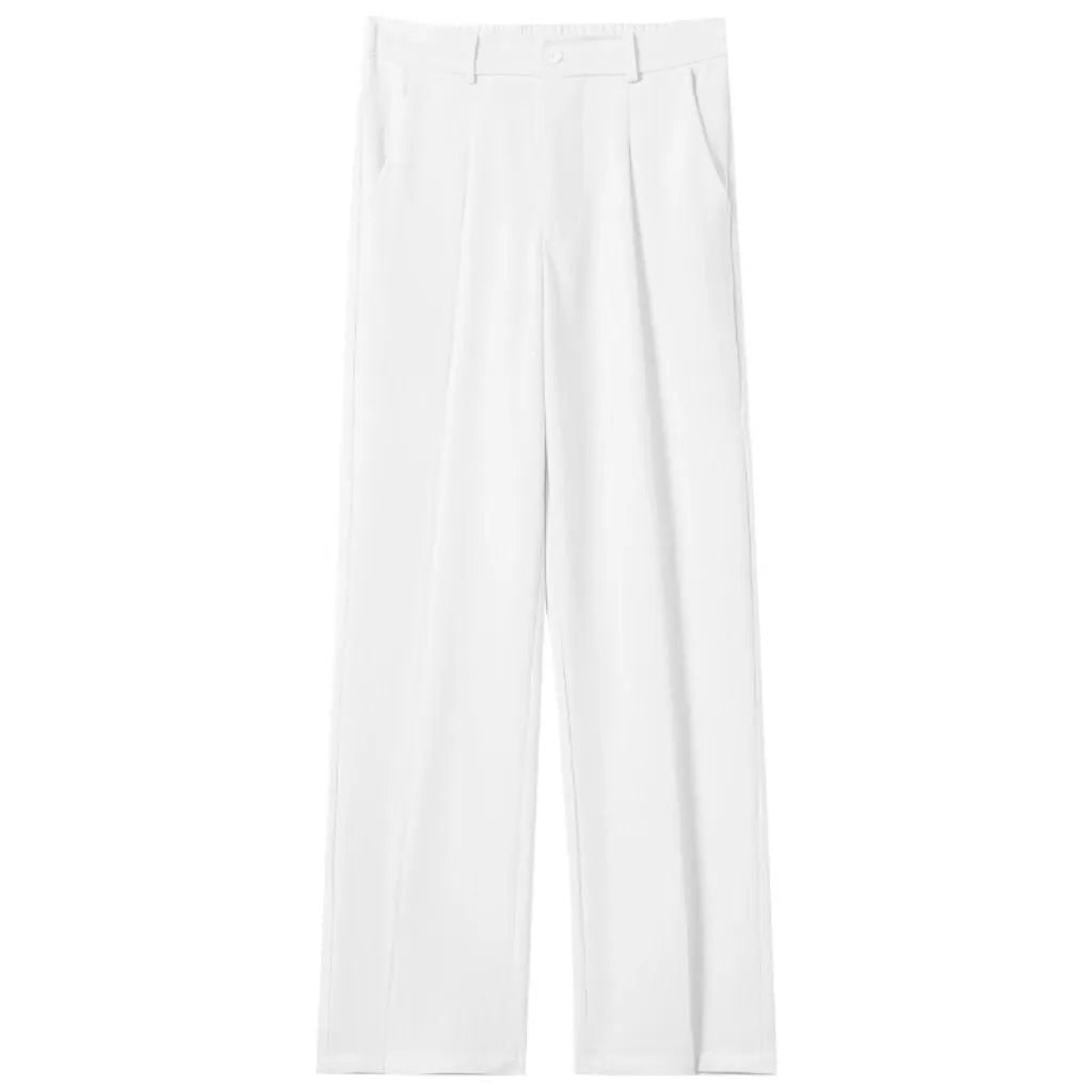 Men's straight polyester suit pants in black and navy blue, business style, sizes S to 8XL