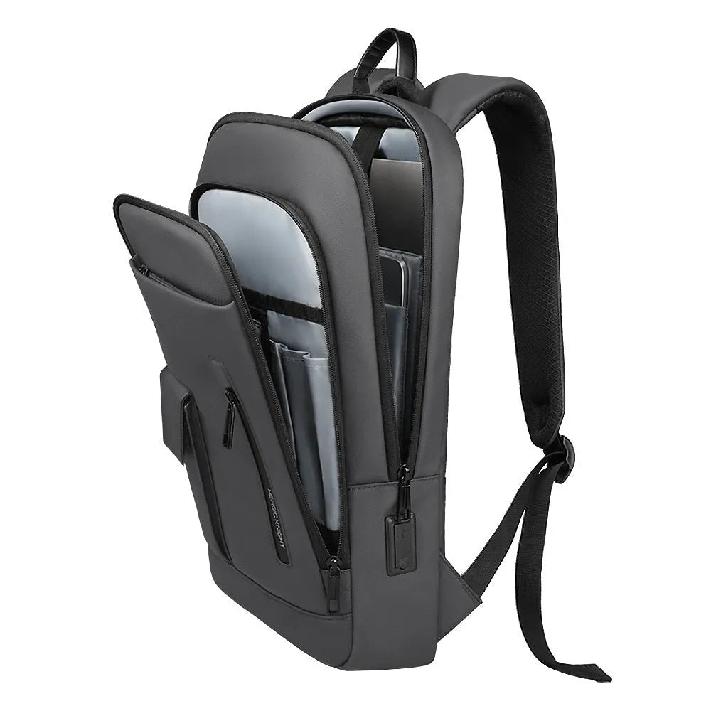 Men's Oxford cloth backpack in solid colour with sewing line detail for business travel